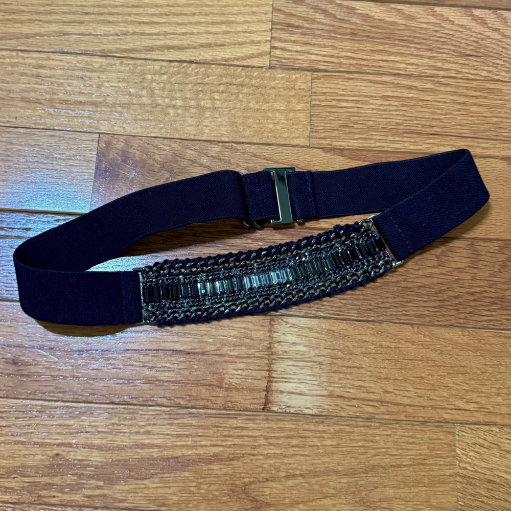 BCBGMaxAzria Green Rhinestone Stretch Belt